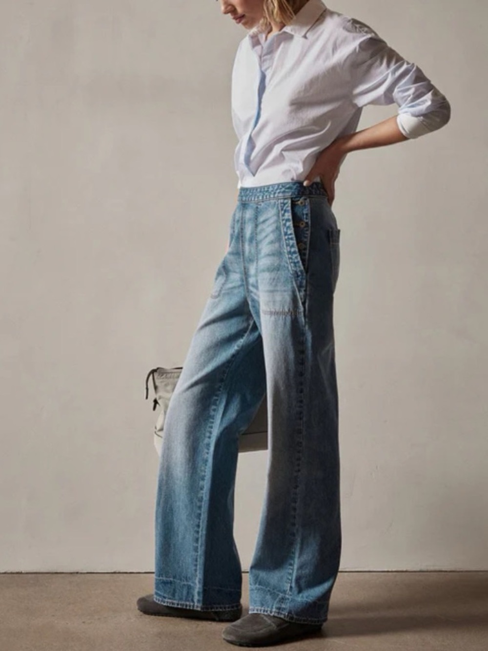 James Perse Light Blue Wide Leg Denim Jeans